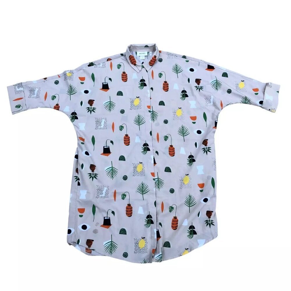 MONKL House Plants Shirt Tunic Dress Women's SMALL Oversize Top Boutique​​​
